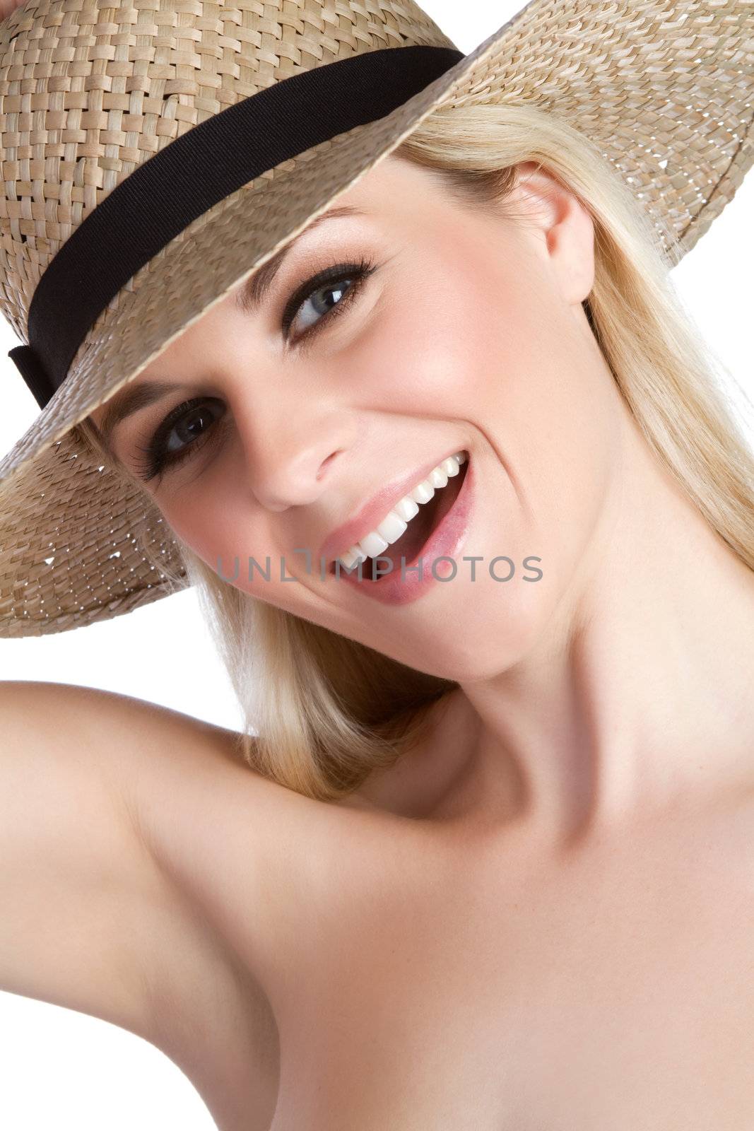 Beautiful smiling woman wearing hat
