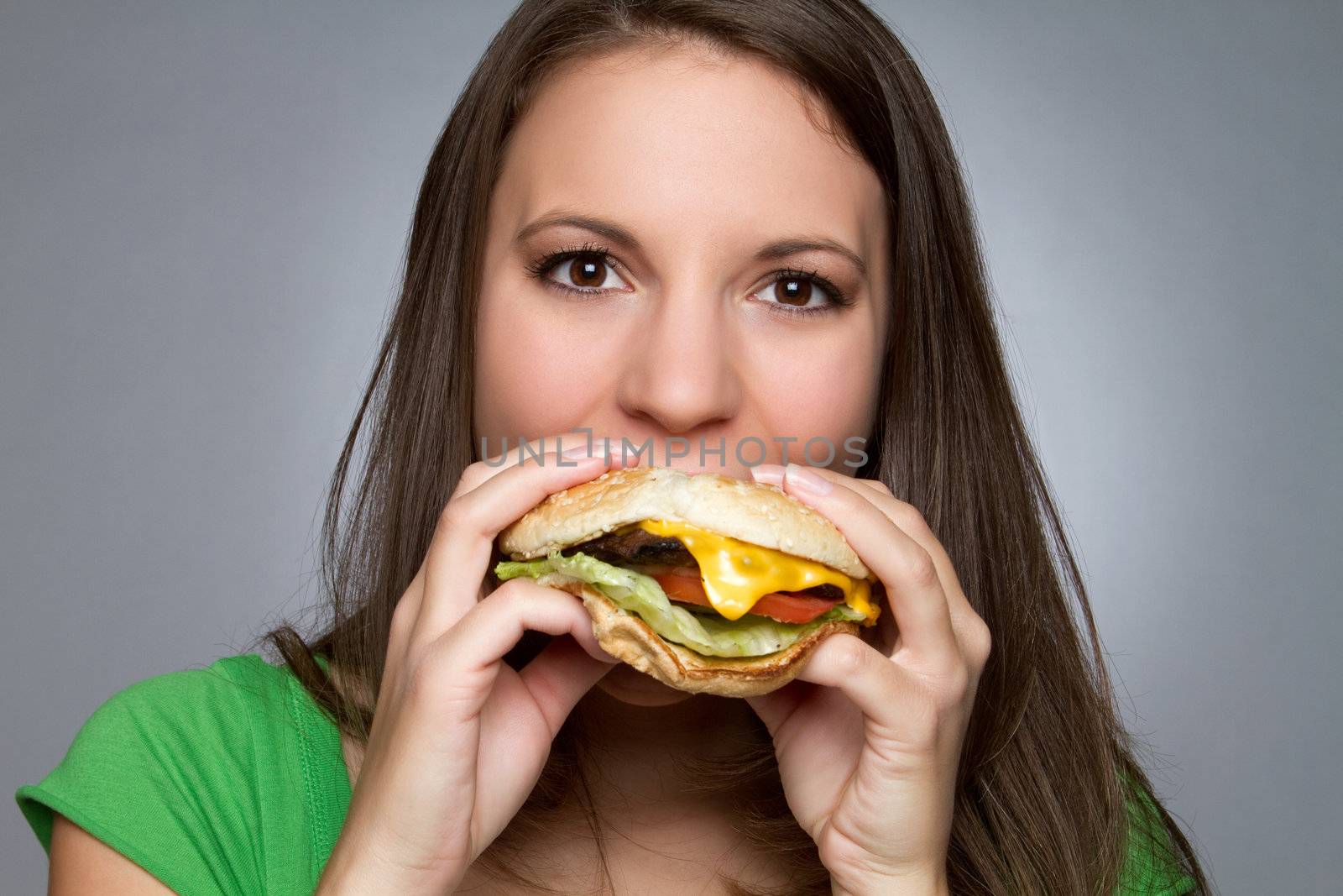 Girl Eating Hamburger by keeweeboy