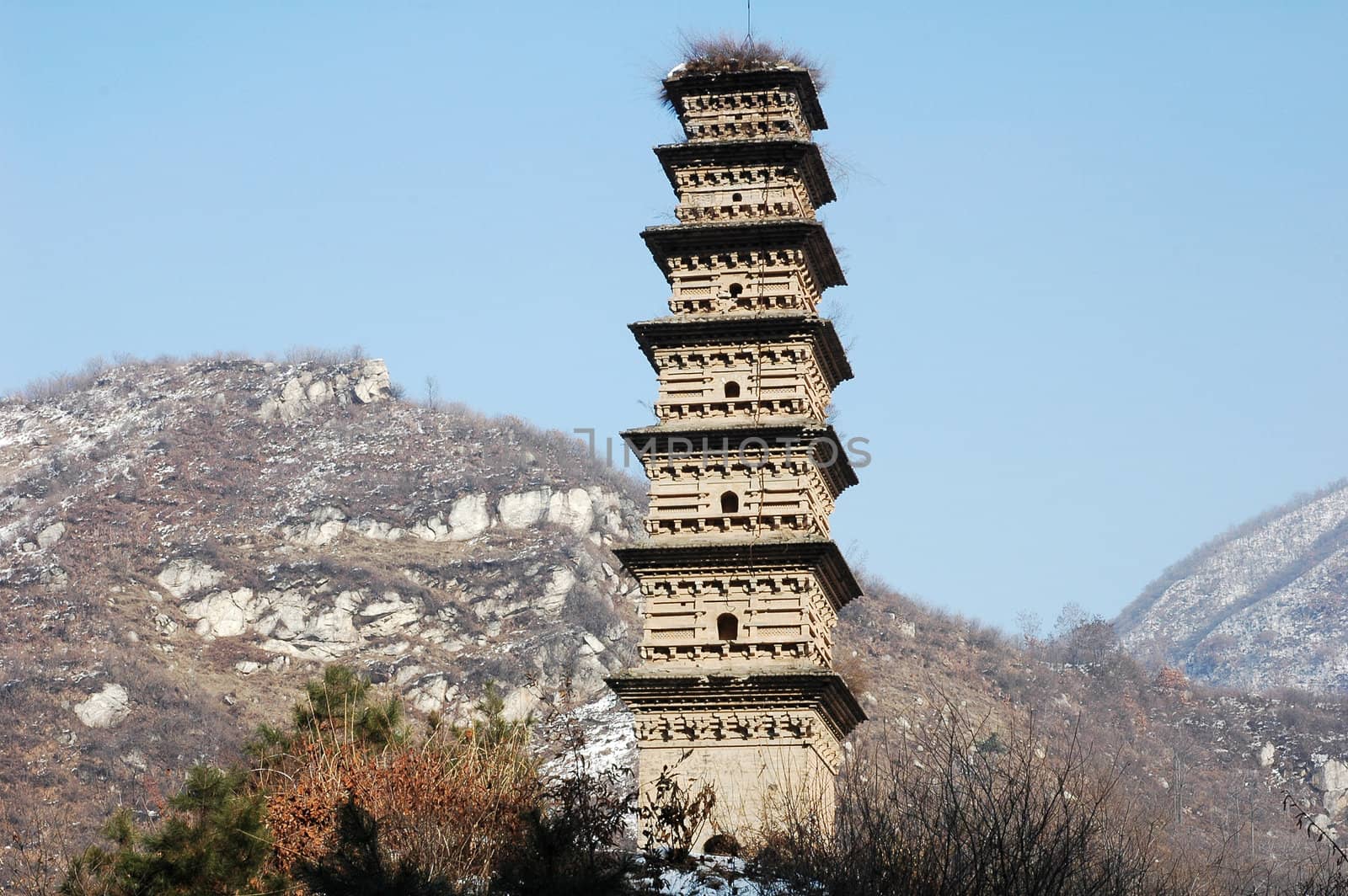 Landmark of an ancient pagoda in Xian China