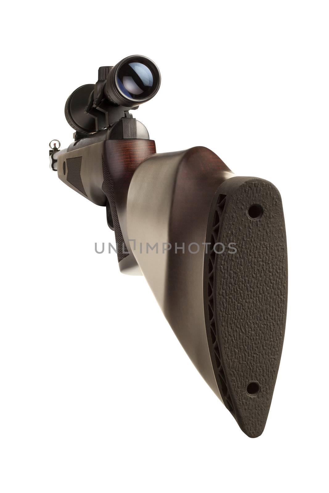 Image of a rifle with optical sight on a white background. Including clipping path