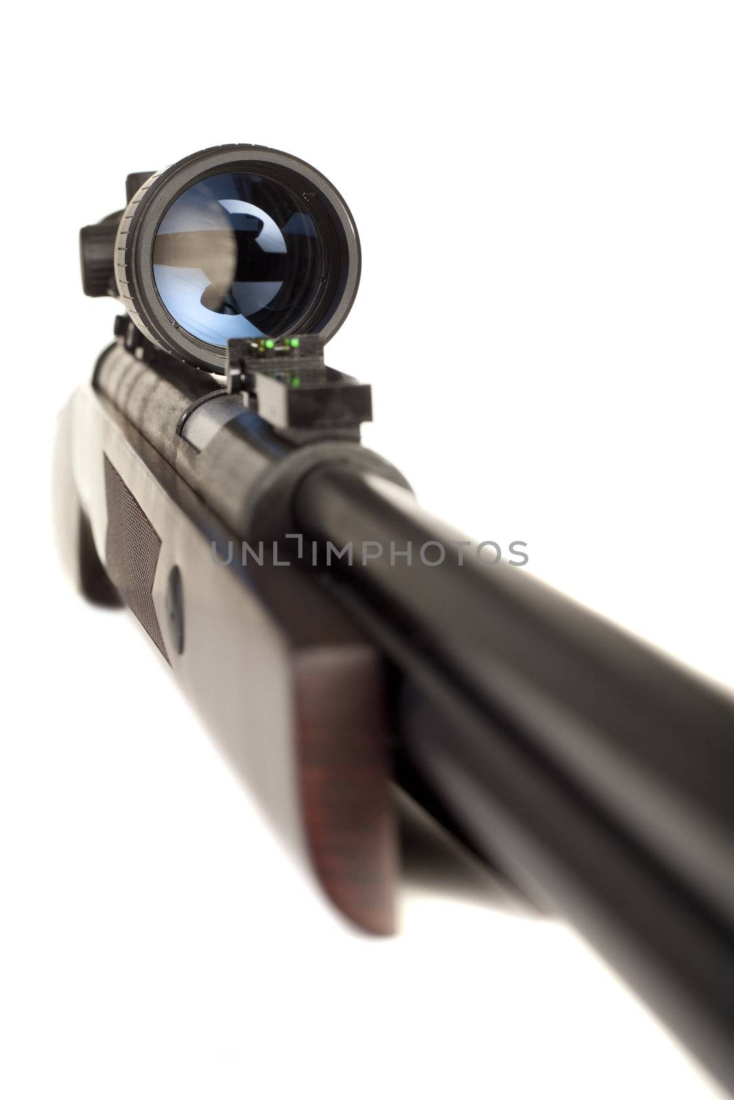 Image of a rifle with optical sight on a white background