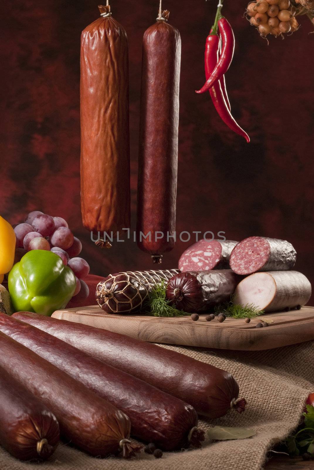 A composition of different sorts of sausages by igor_stramyk
