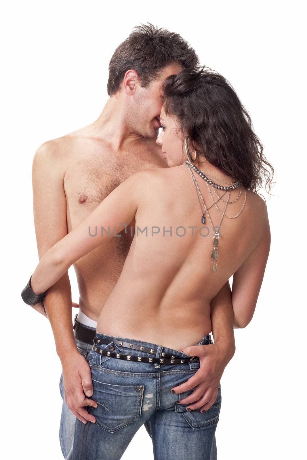 Young couple embrace each other with tenderness