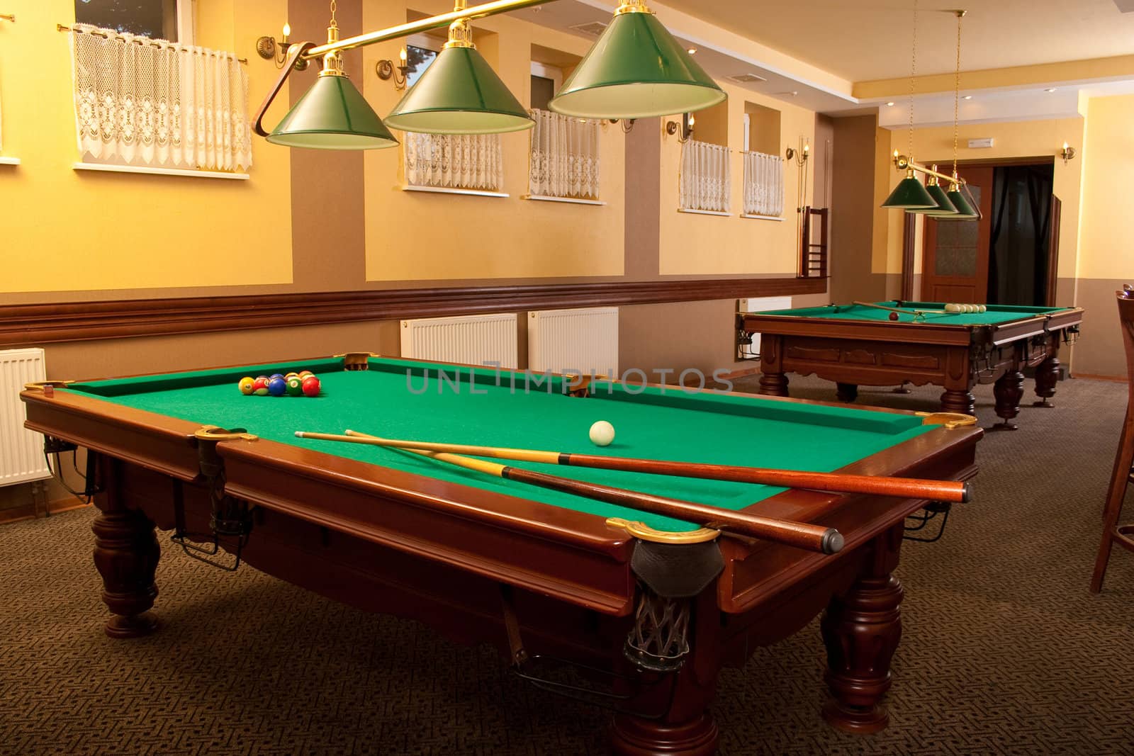 billiard tables in a hotel pub