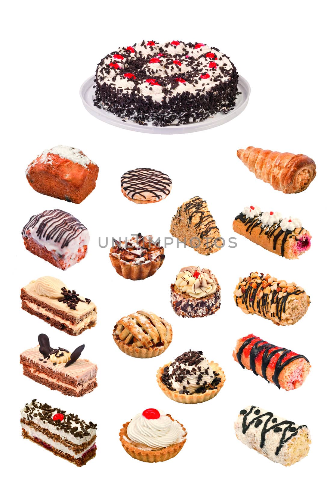 Collage of cakes. File includes detailed clipping path by igor_stramyk