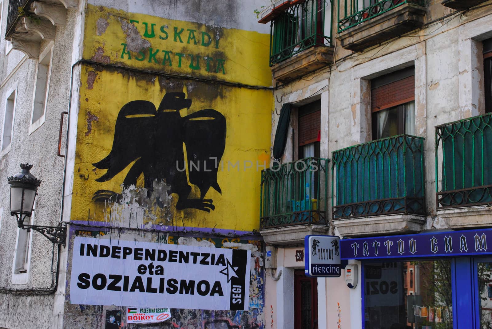 A basque separatist mural in the city of Irun, in the province of Gipuzkoa in the Basque Autonomous Community, Spain.