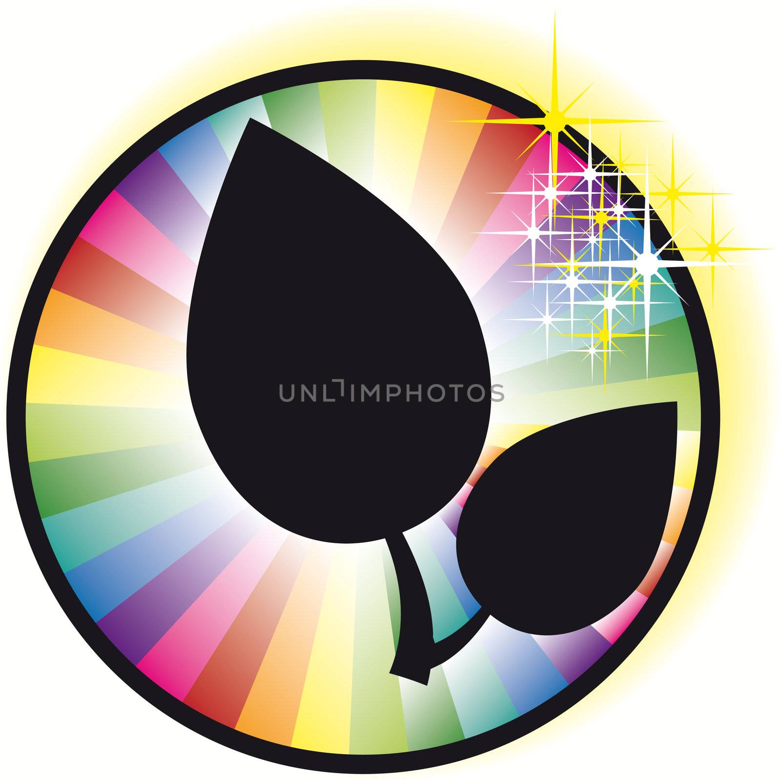 round shaped silhouette rainbow leaf with sparkles
