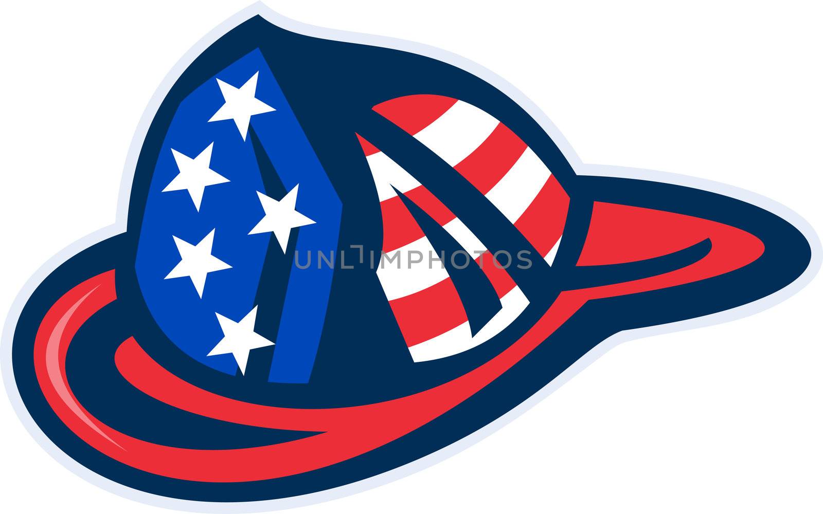 fireman firefighter helmet with American flag by patrimonio