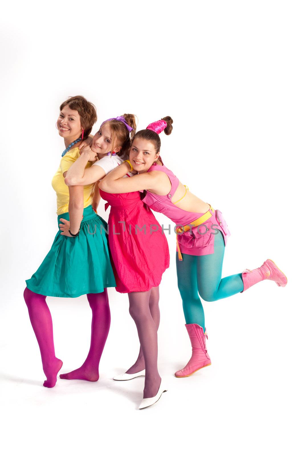 people series: three young girls in bright clothes