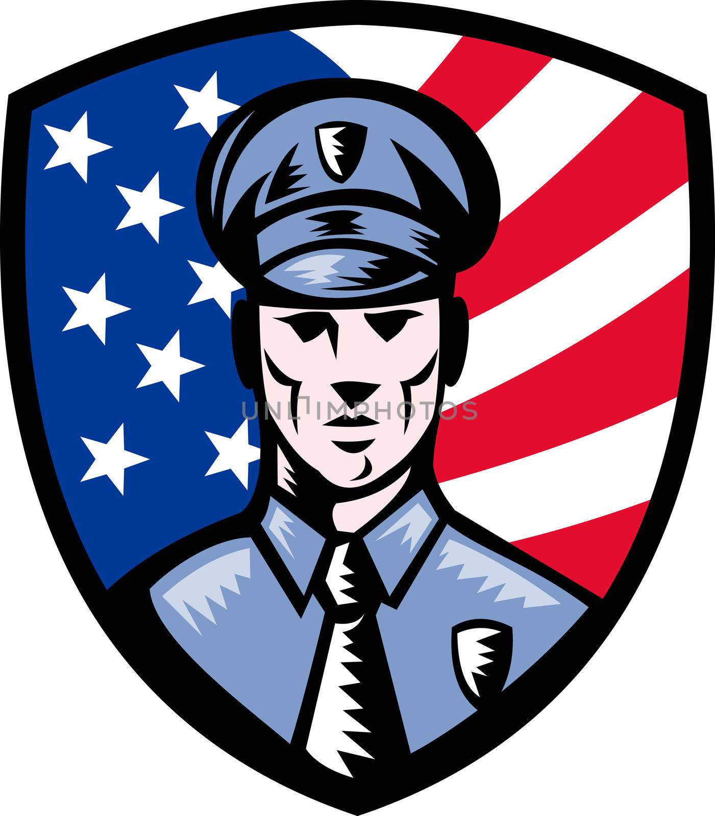 Policeman Police Officer American flag shield by patrimonio