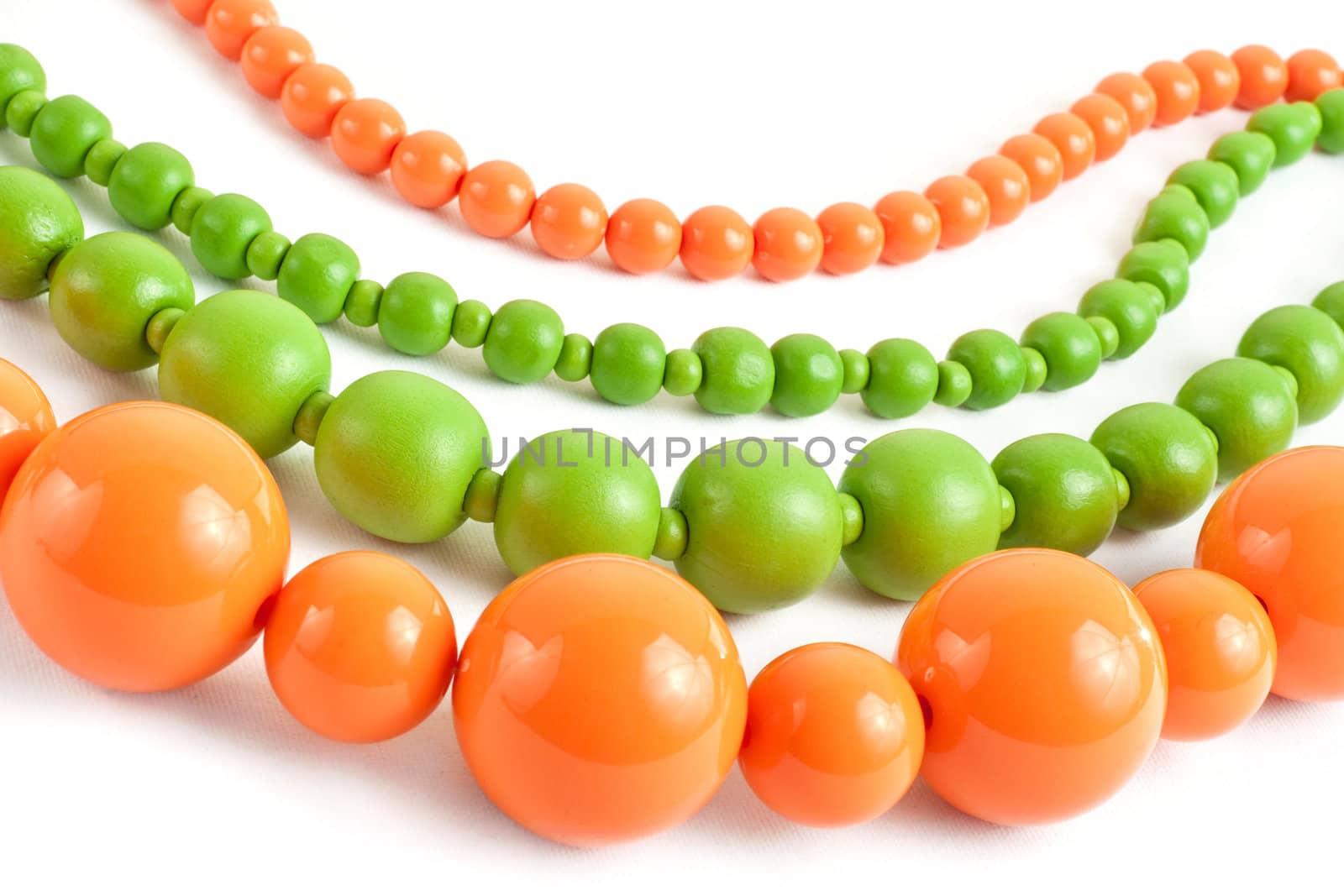 Orange and green colored necklace