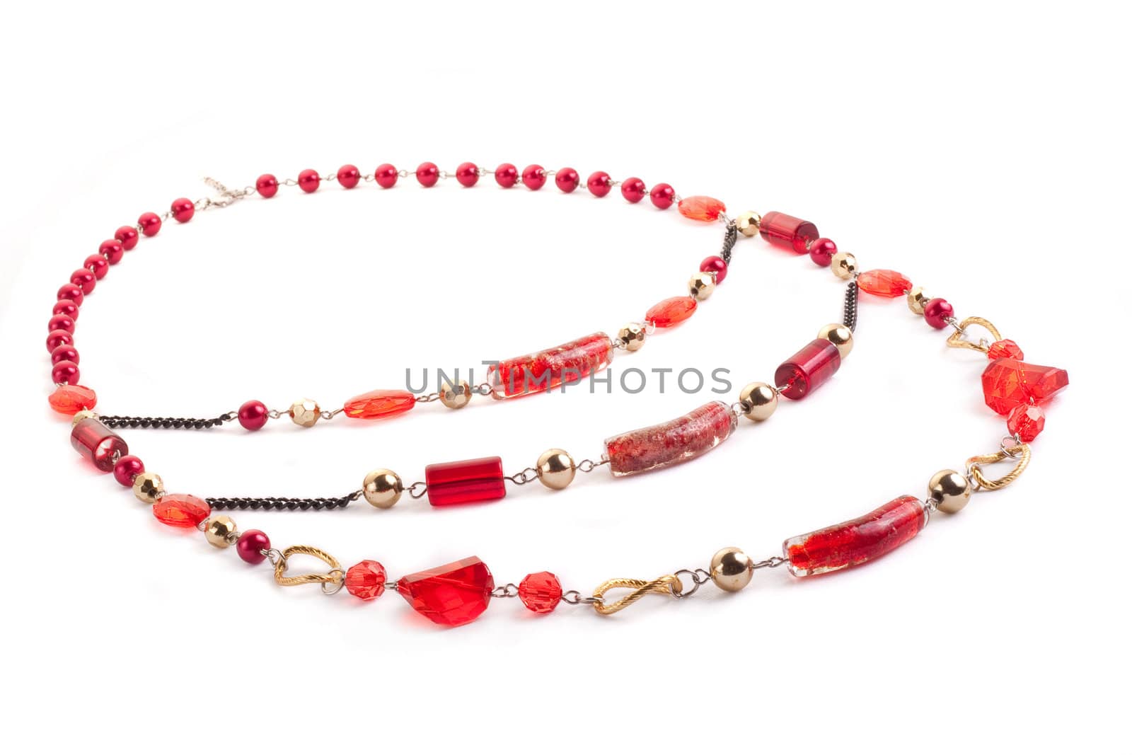 Red gem necklace closeup by igor_stramyk