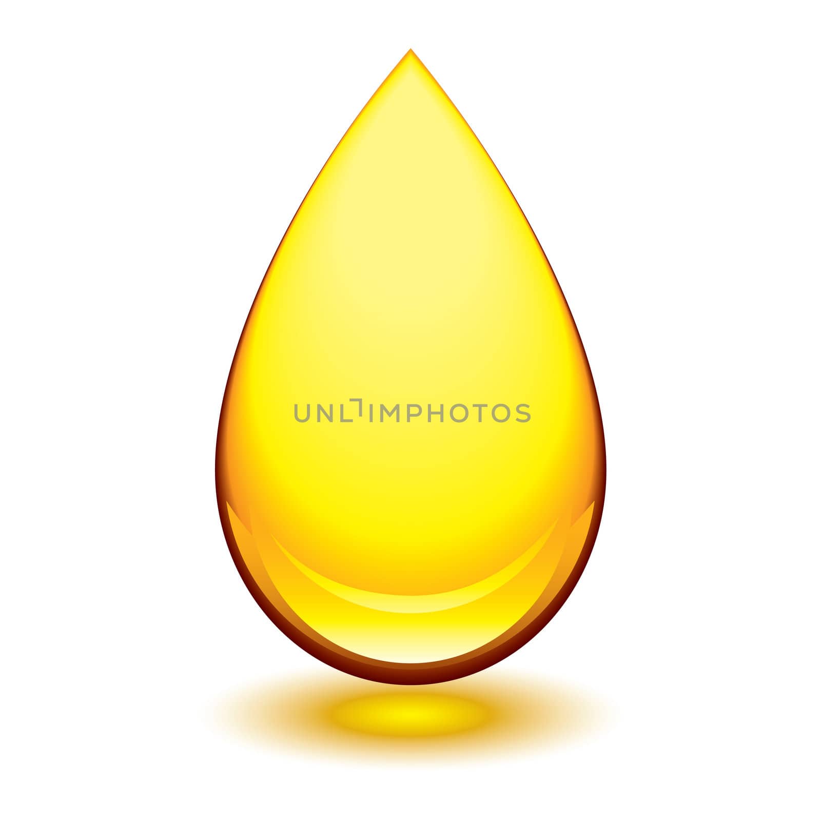 Golden amber icon with tear droplet shape and shadow glow