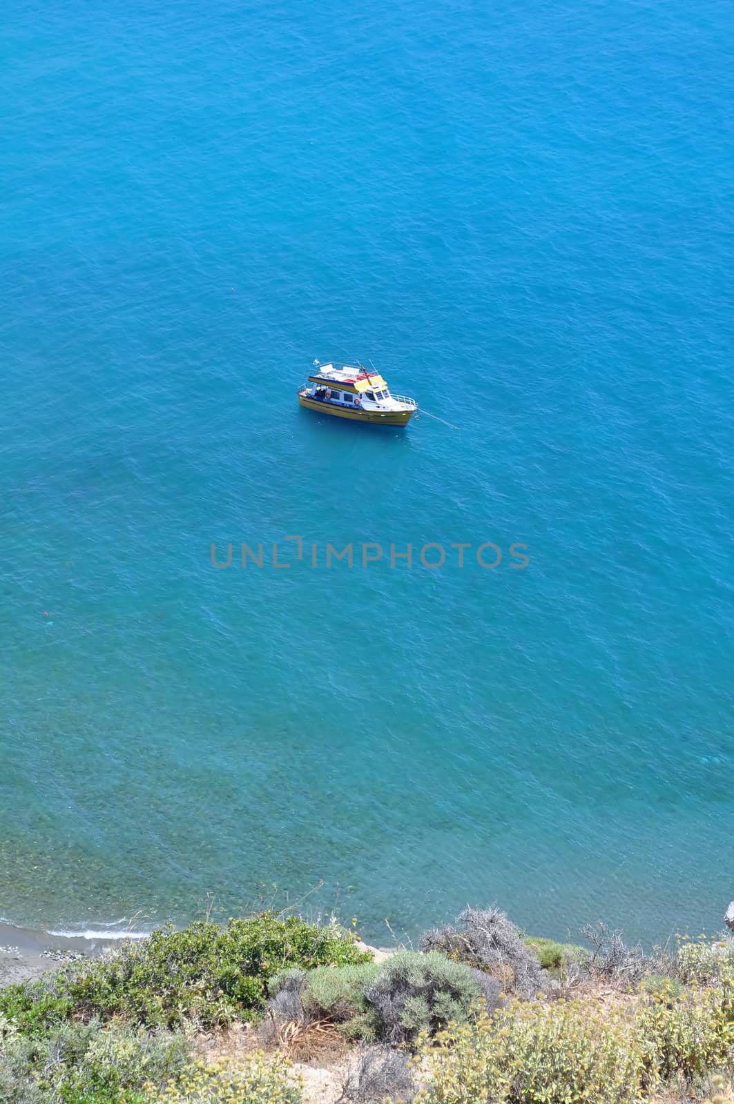 Travel photography: Boat in the Mediterranean Sea, Crete, Greece