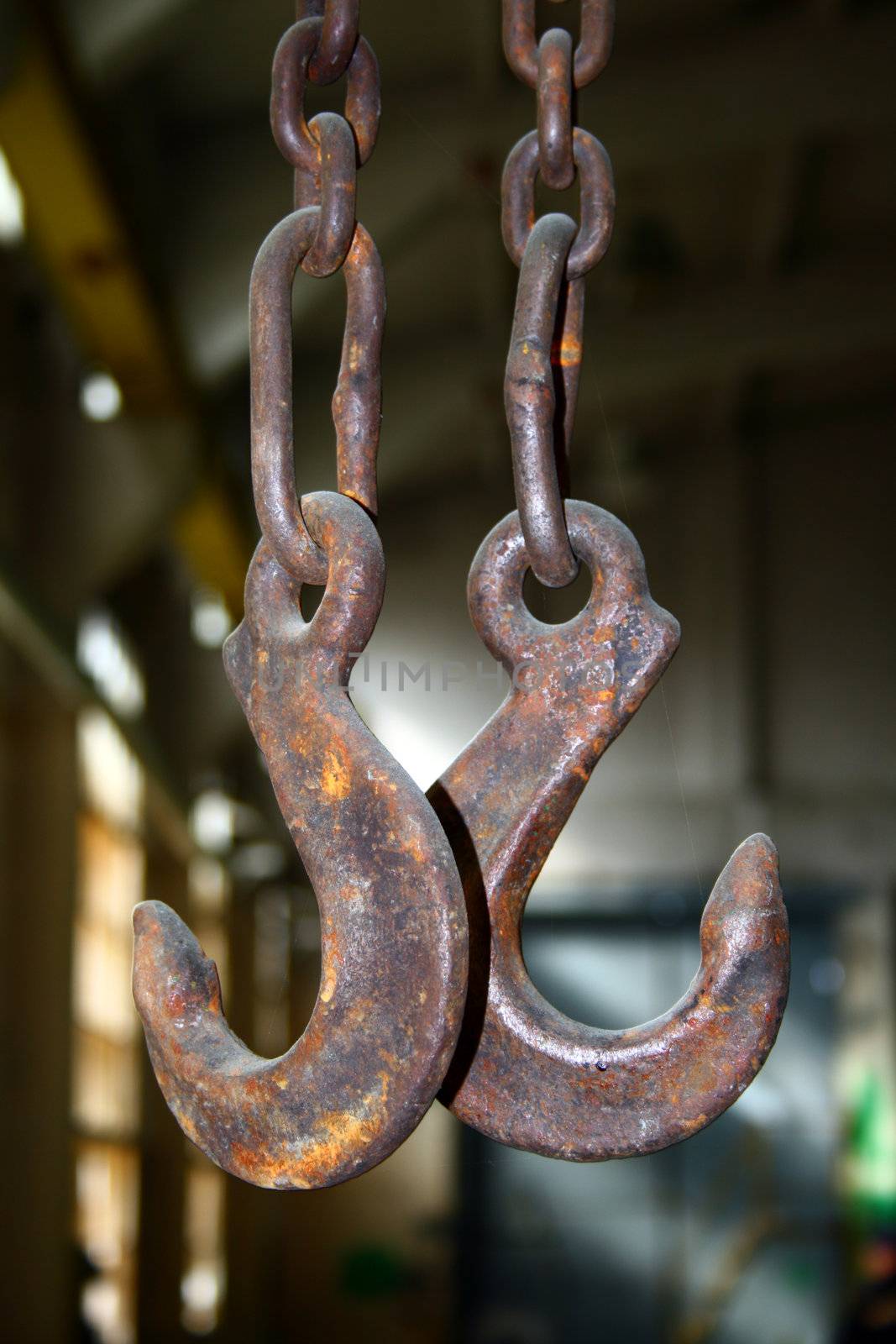 Crane hooks close up