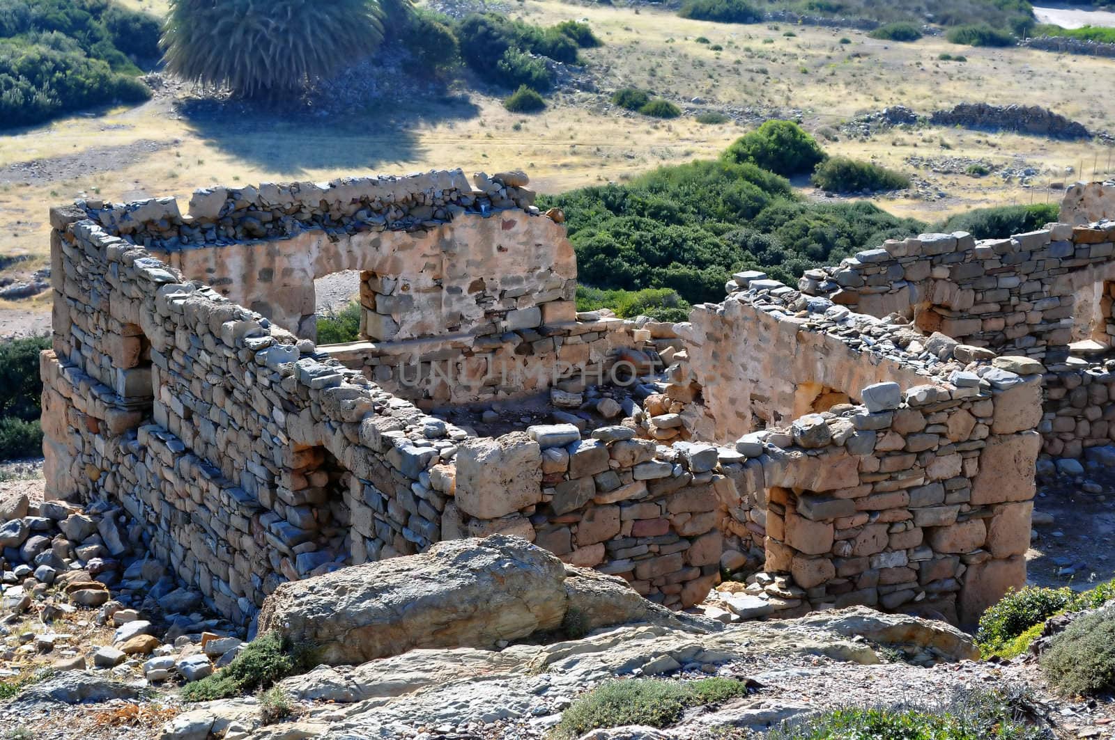 Travel photography: Ruins at the Itanos minoan archaeological site, near Vai, Crete, Greece
