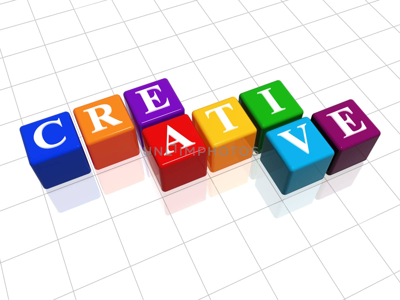 3d colour cubes with text - creative, word