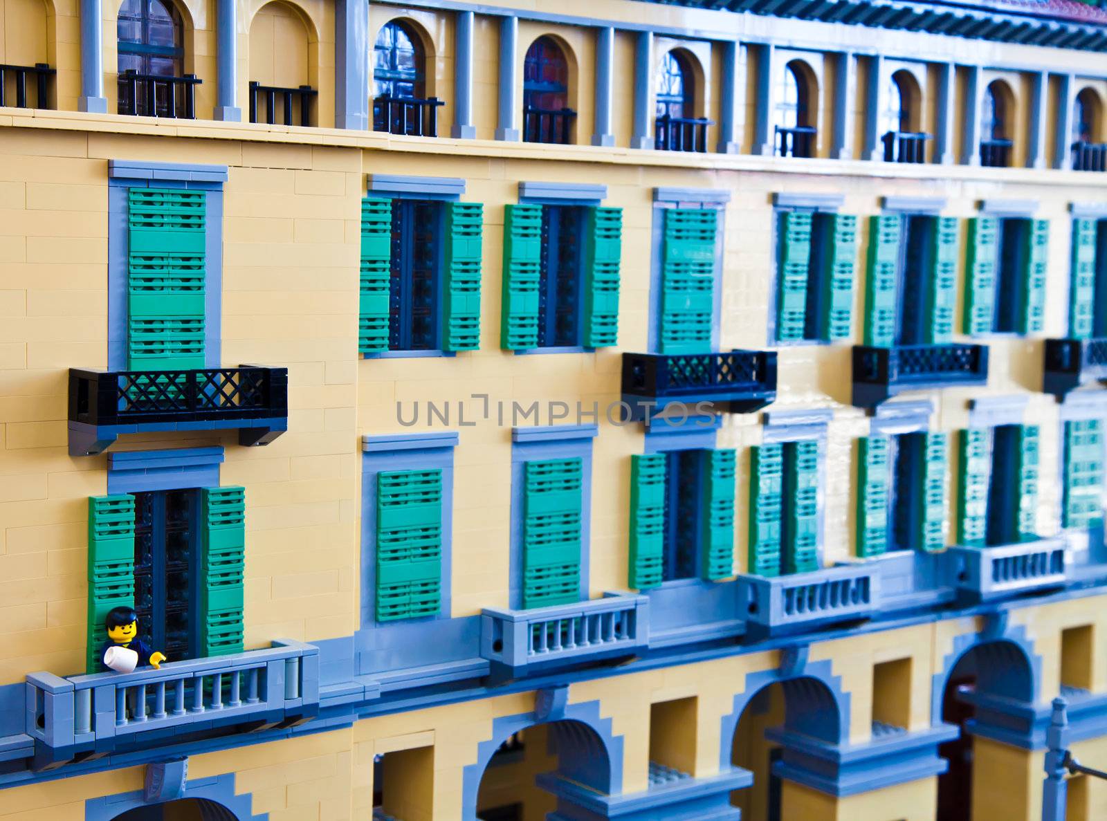 City made of lego type building bricks
