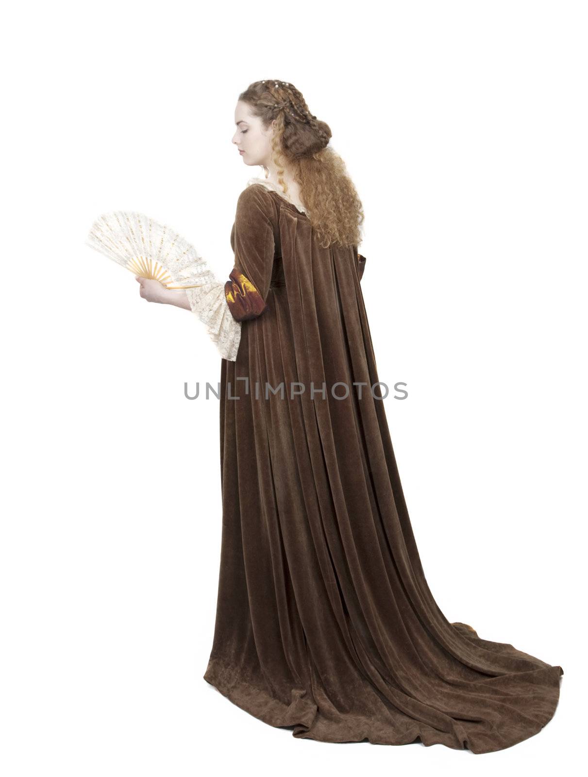 a renaissance portrait dress isolated over white