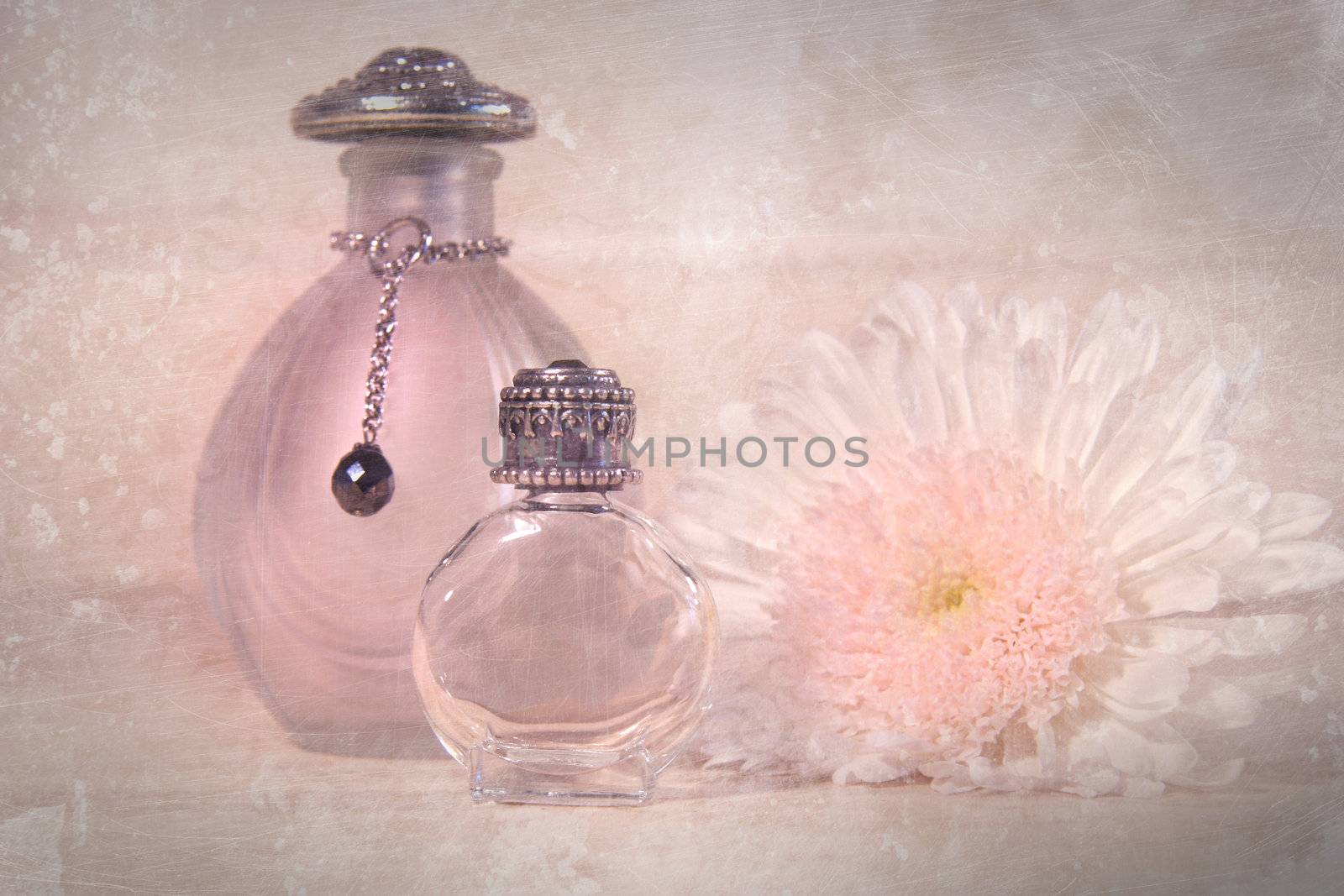 Vintage perfume bottles with flower by Sandralise