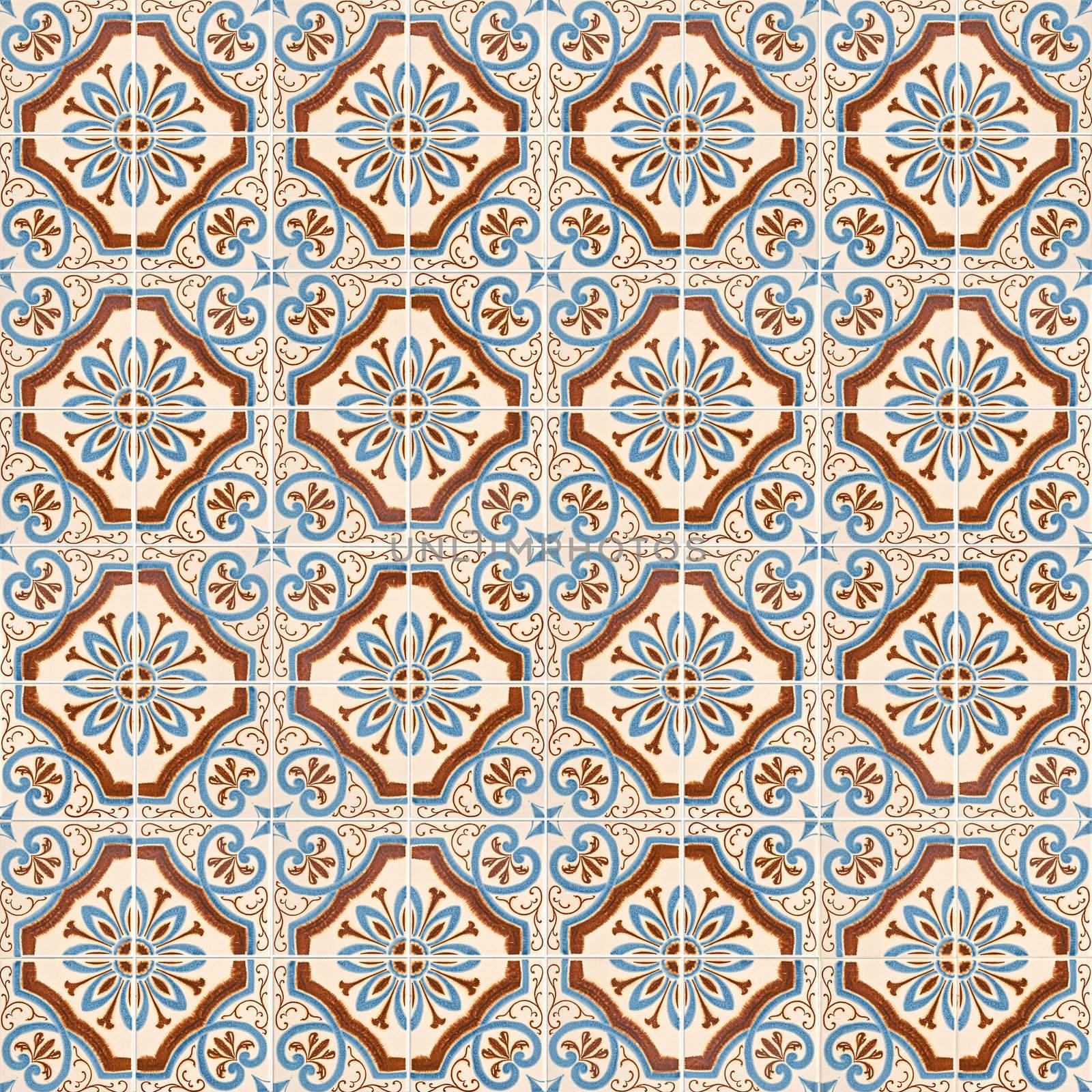 Seamless tile pattern of ancient ceramic tiles.