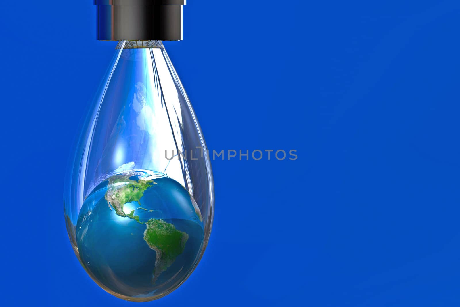 Earth in a drop of water under spigot
