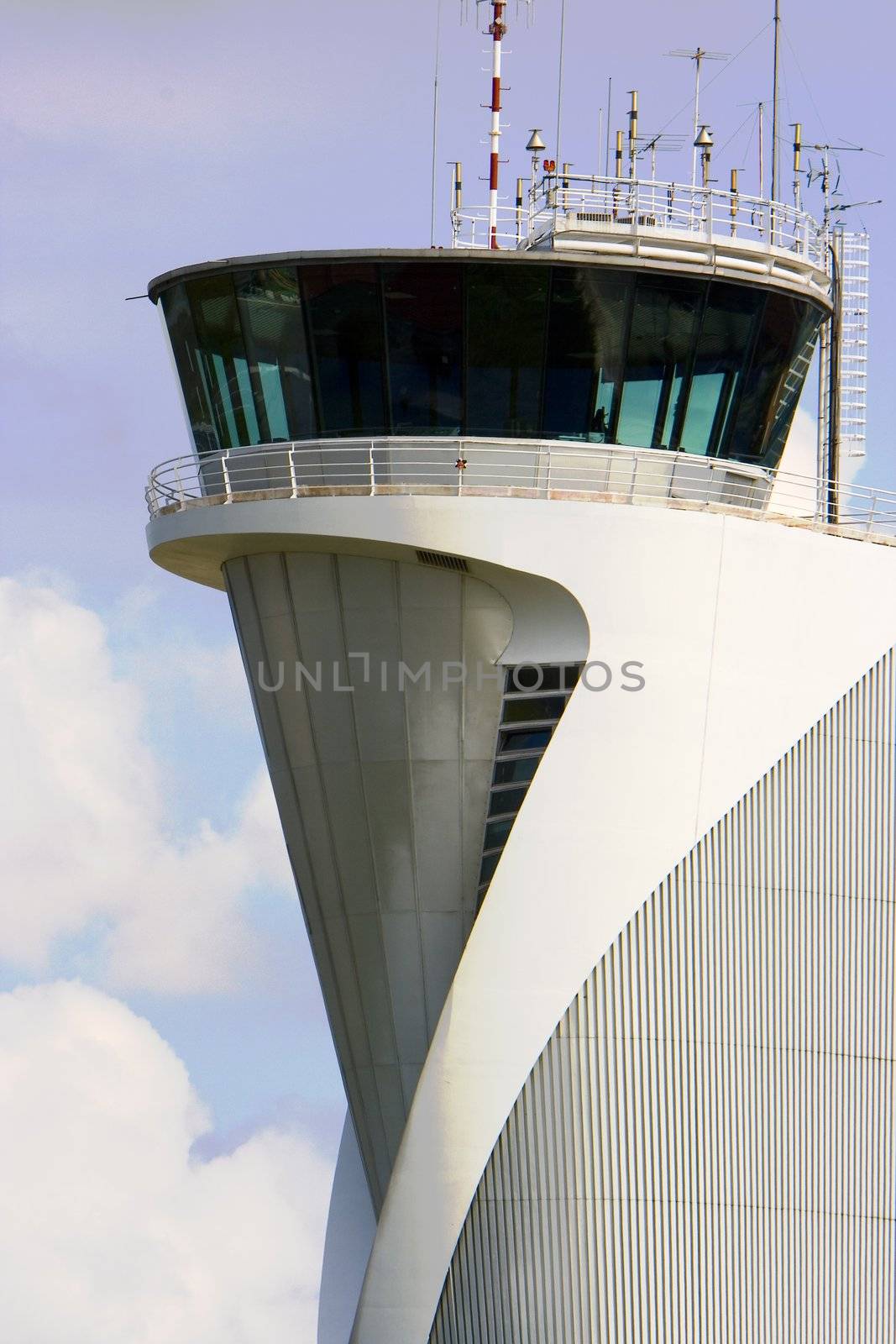 air traffic control tower in the airport of bilbao, spain