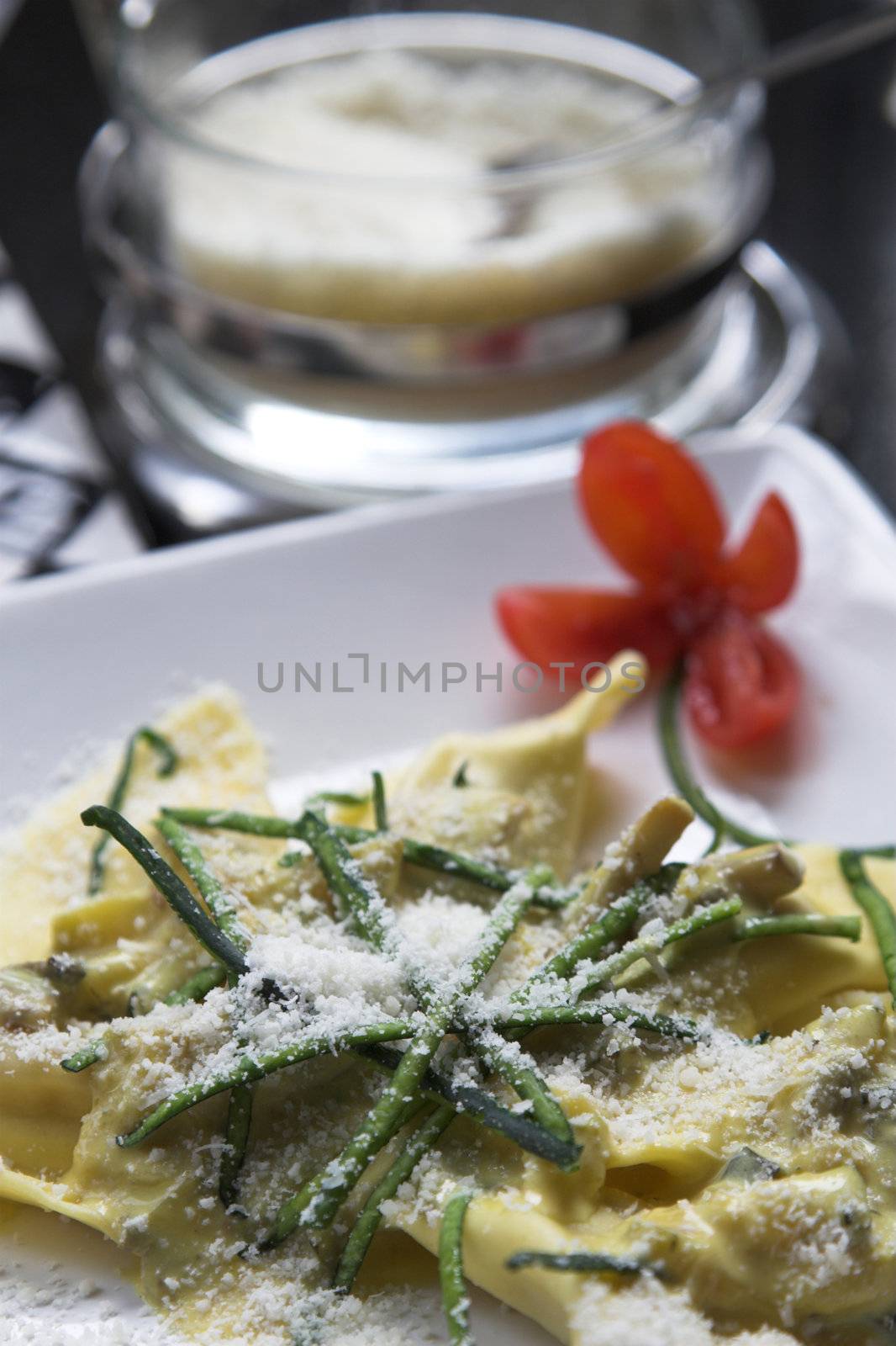 Pasta covered with a little bit of parmesan cheese