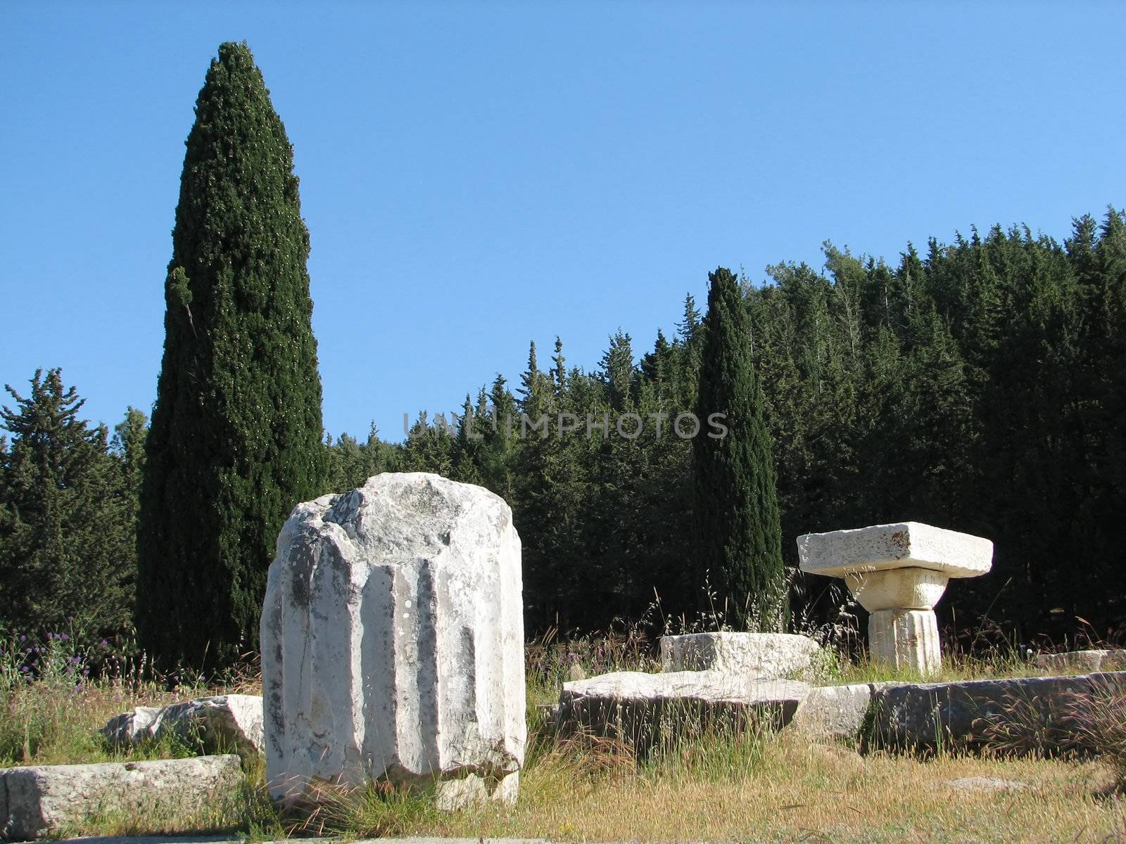 antique Greek column on the Island of Kos in the Mediterranean area, called Asclepion, hospital of the famous doctor Hippokrates