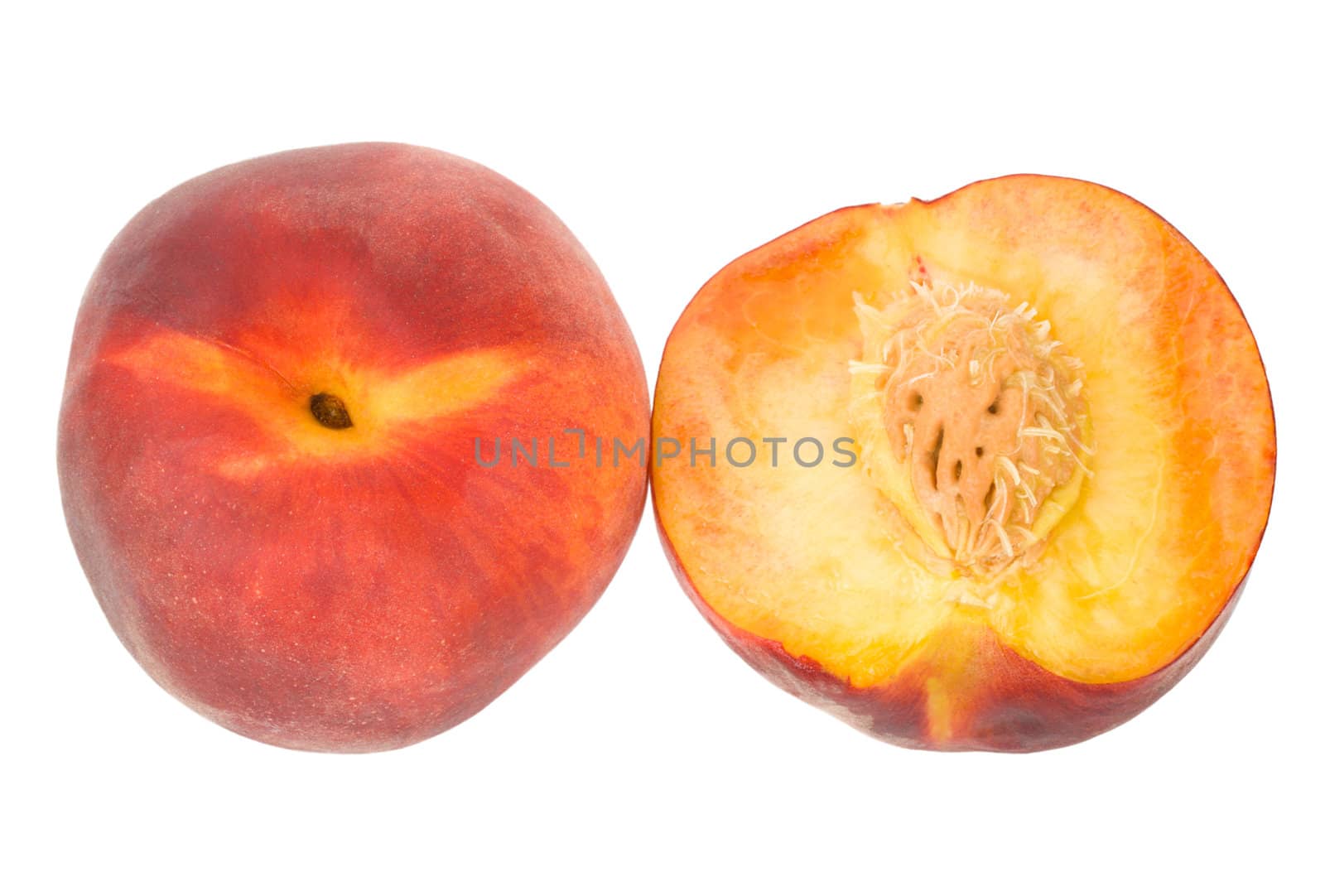 close-up ripe peach, isolated on white