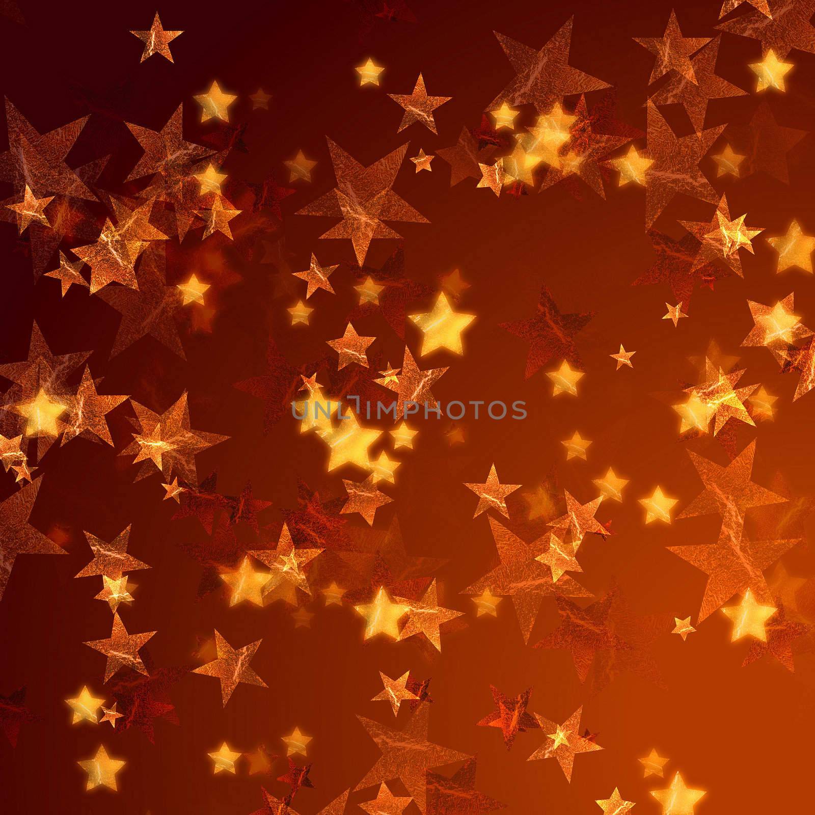 golden stars over gold background with feather corner