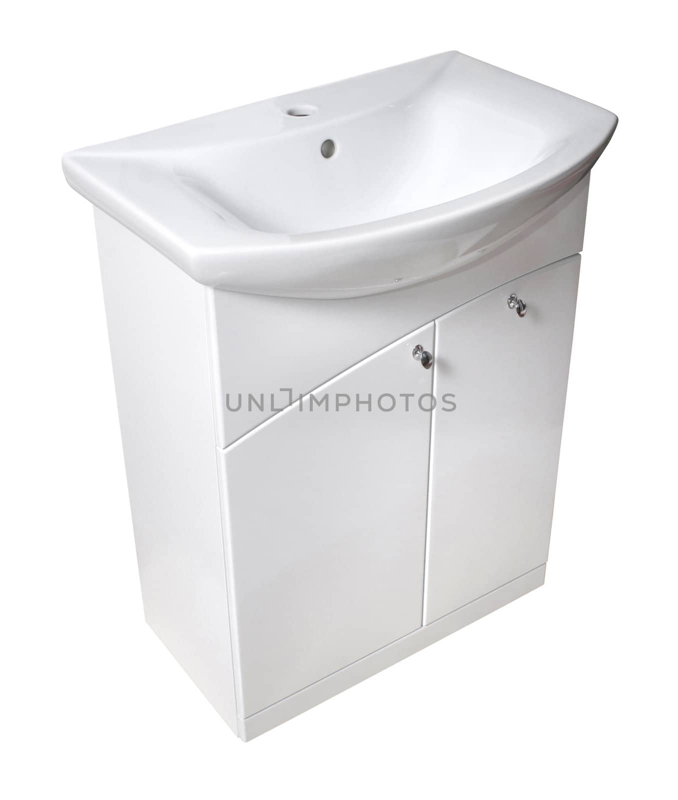 Basin and cabinet. File includes clipping path for easy background removing