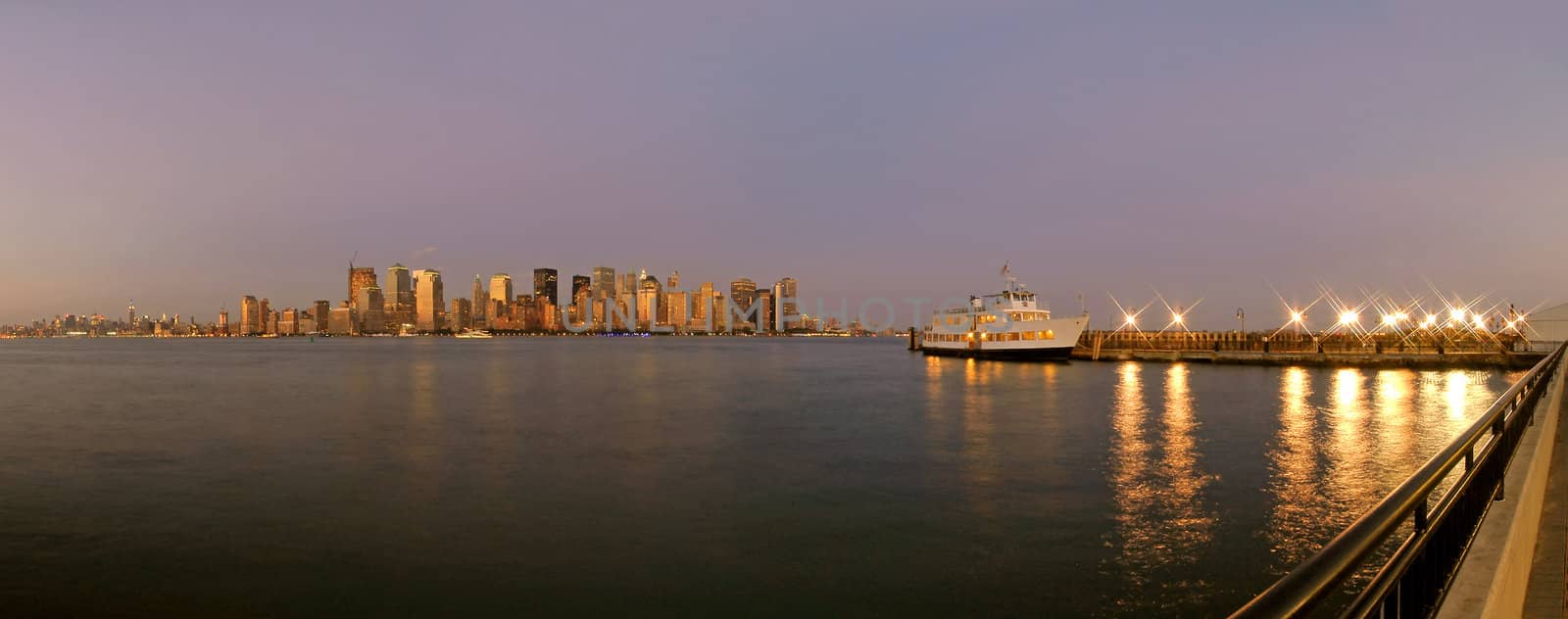 New York at night panorama, photo taken from Jersey City, New Jersey, USA