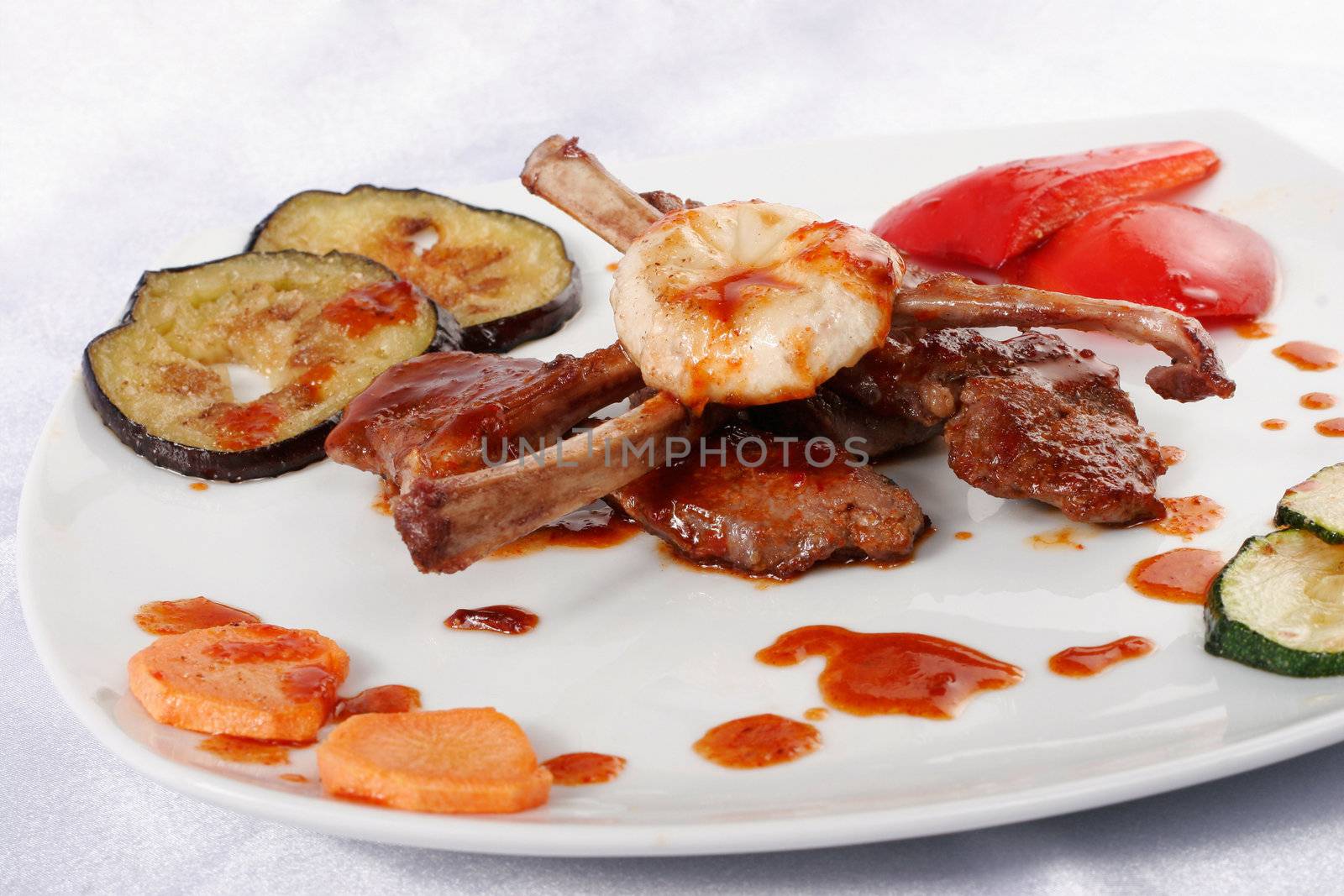 Bone lamb platter. Teppan-yaki dish by igor_stramyk
