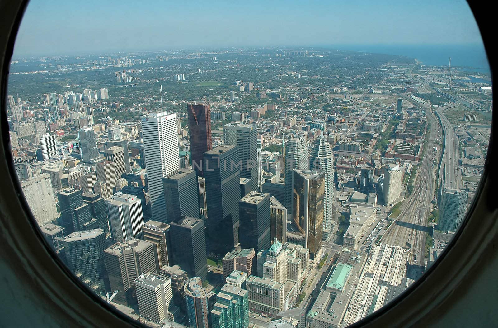view from a window in CN Tower, Toronto, Canada
