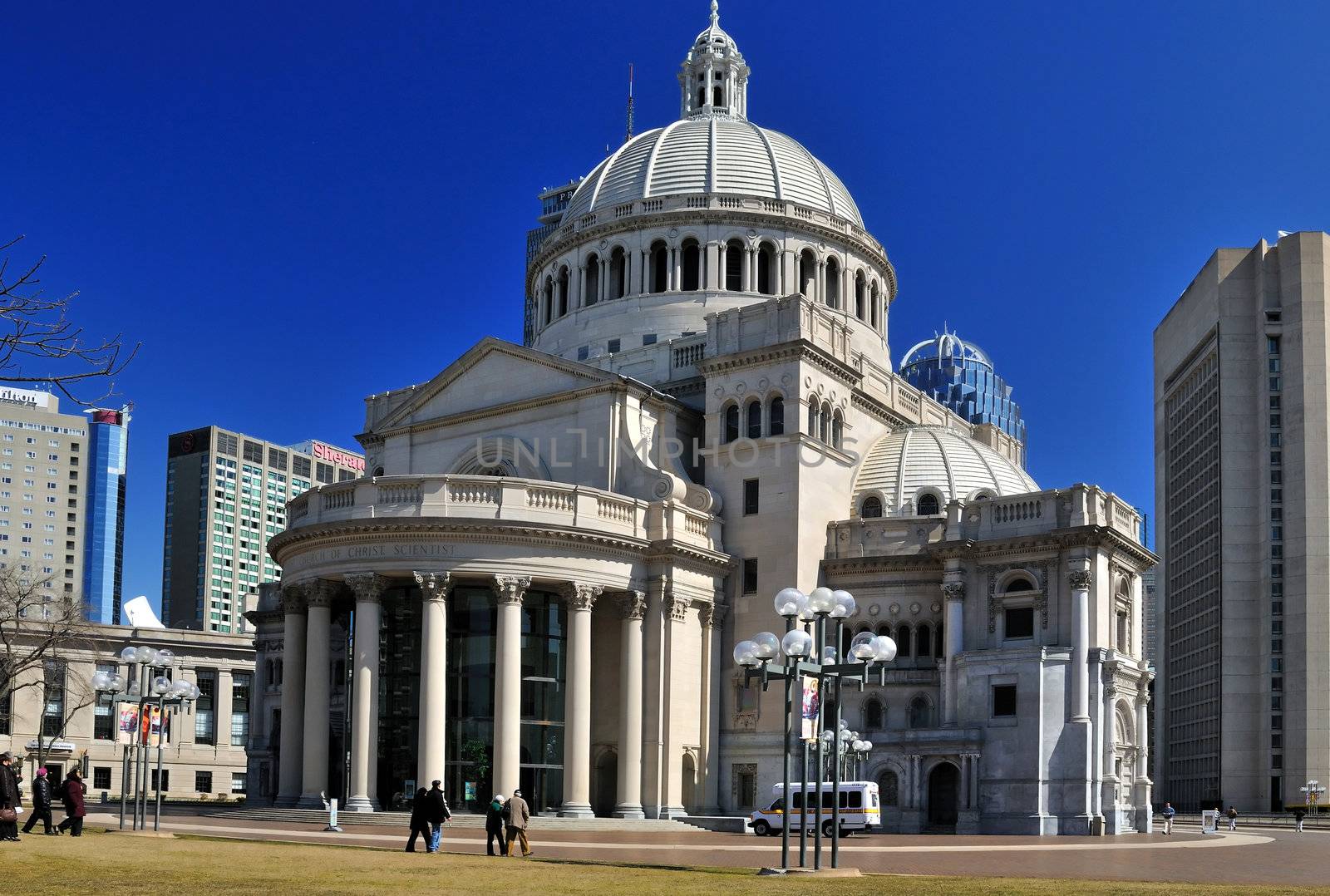 A beautiful church in Boston on a bright sunny day