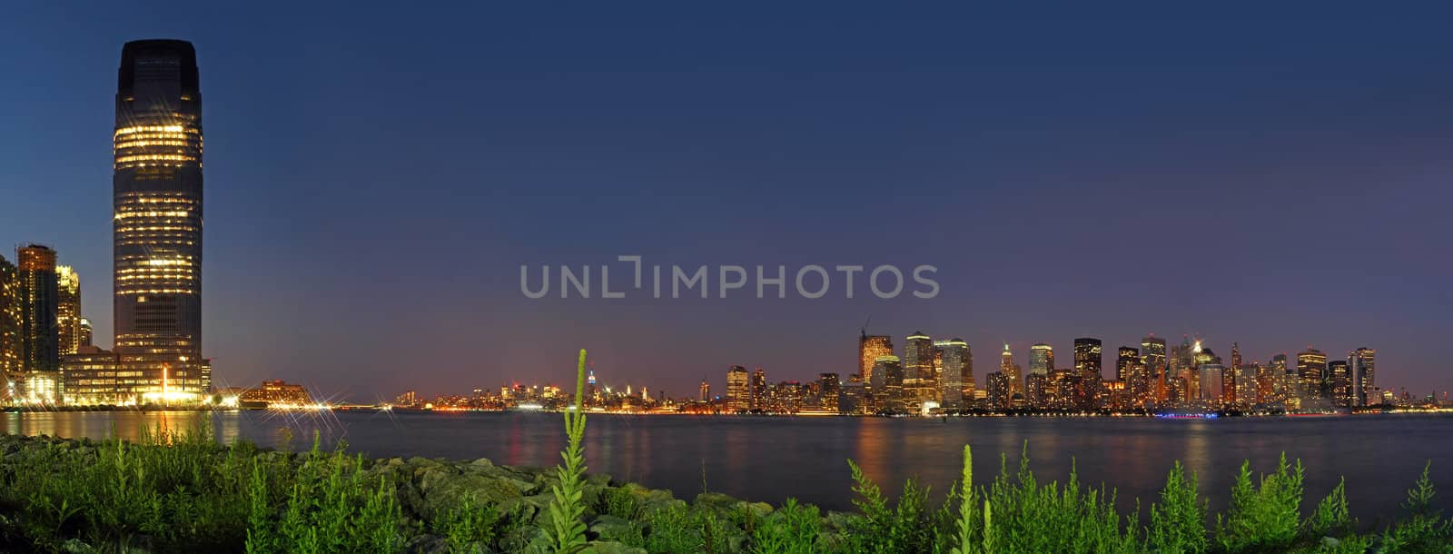 View from Jersey City, Manhattan in background, night scene