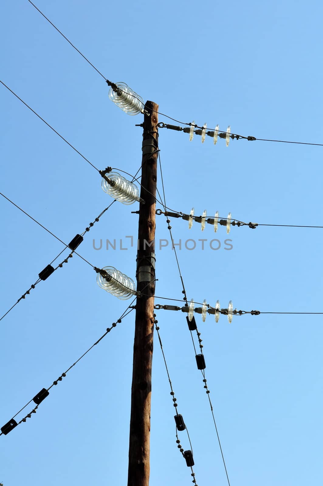 Electrical power pole and lines in rural area