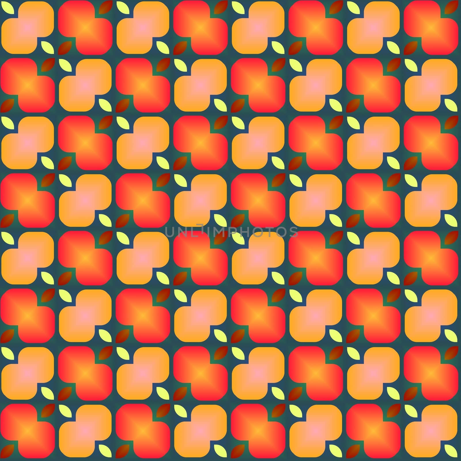 seamless texture of abstract red to orange flower shapes
