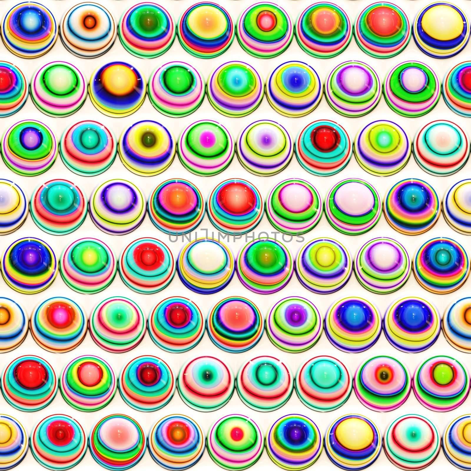 seamless texture of round color bleeding shapes on white