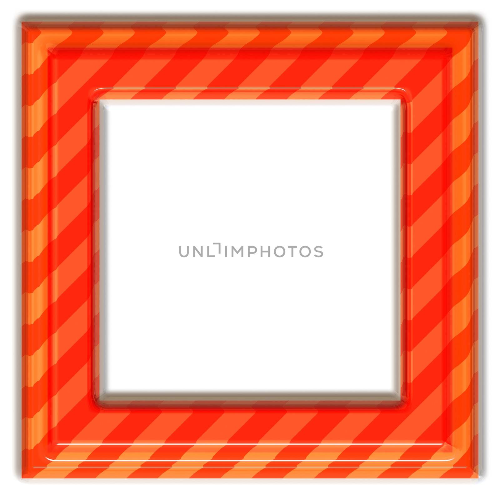 3d texture of glossy orange to red diagonal striped frame