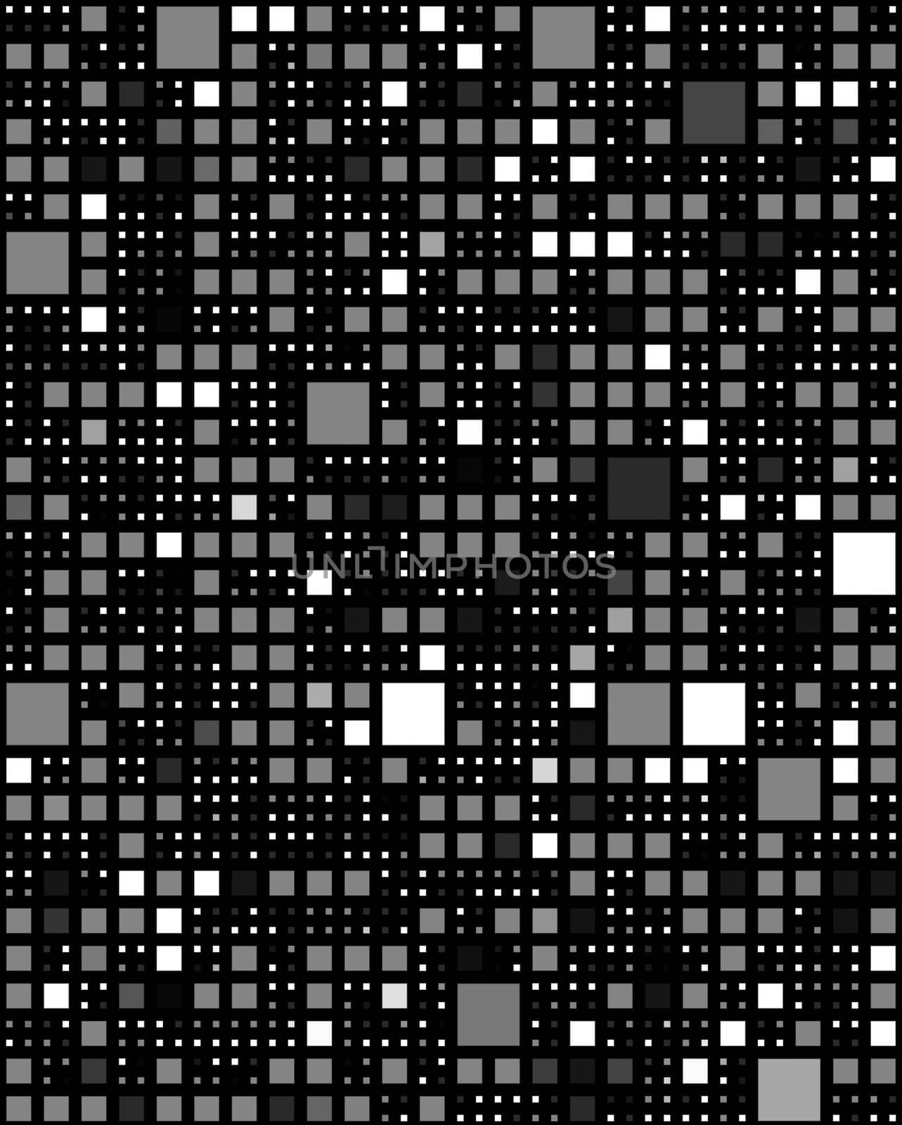 monochrome seamless texture of black to white squares in different sizes