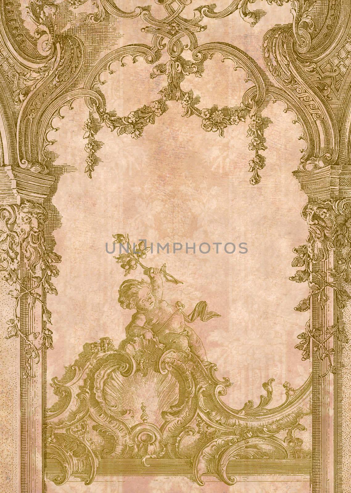 Victorian background with engraving frame.