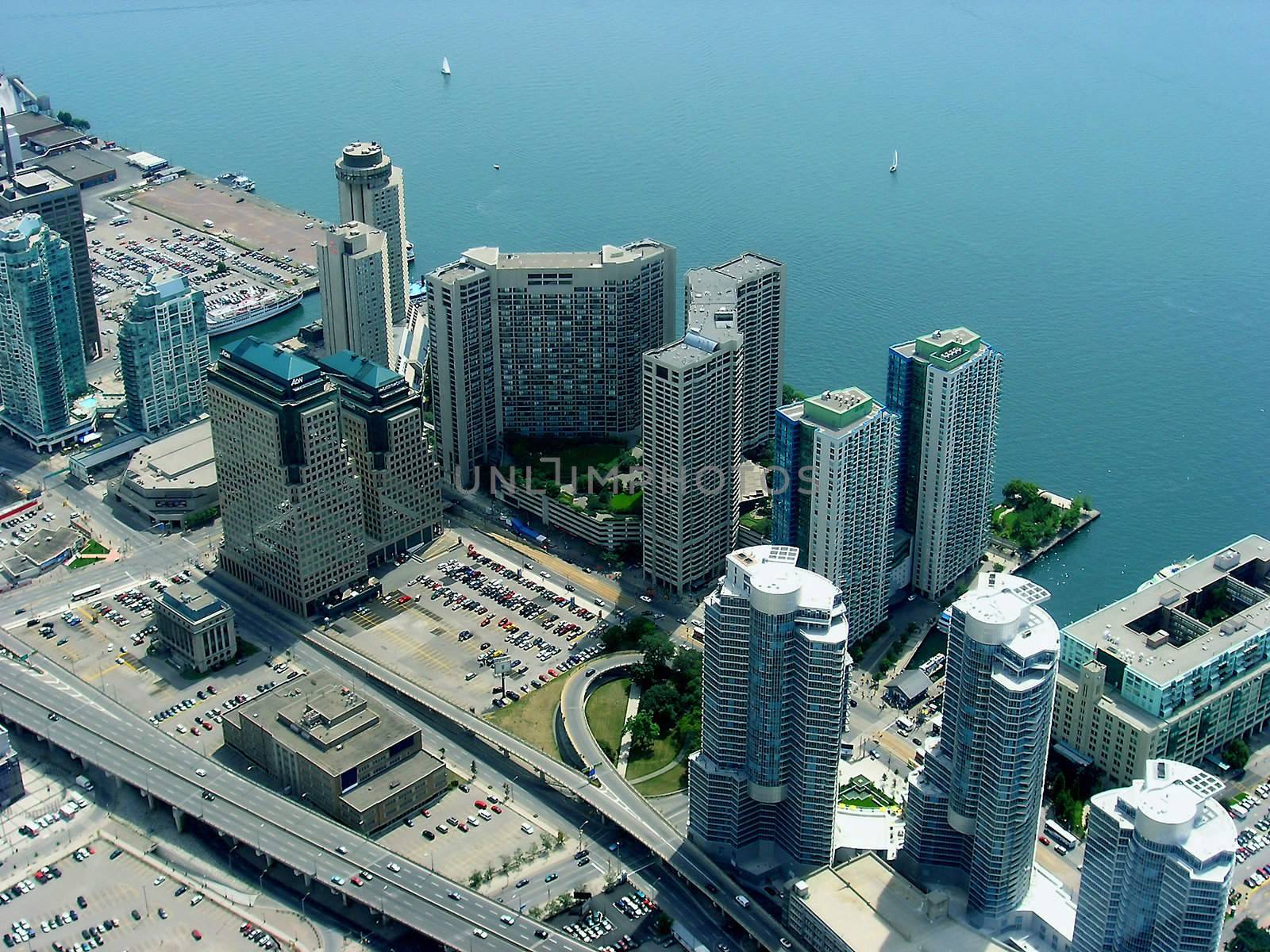 Many development of new architectural objects on the skyline of Toronto. 