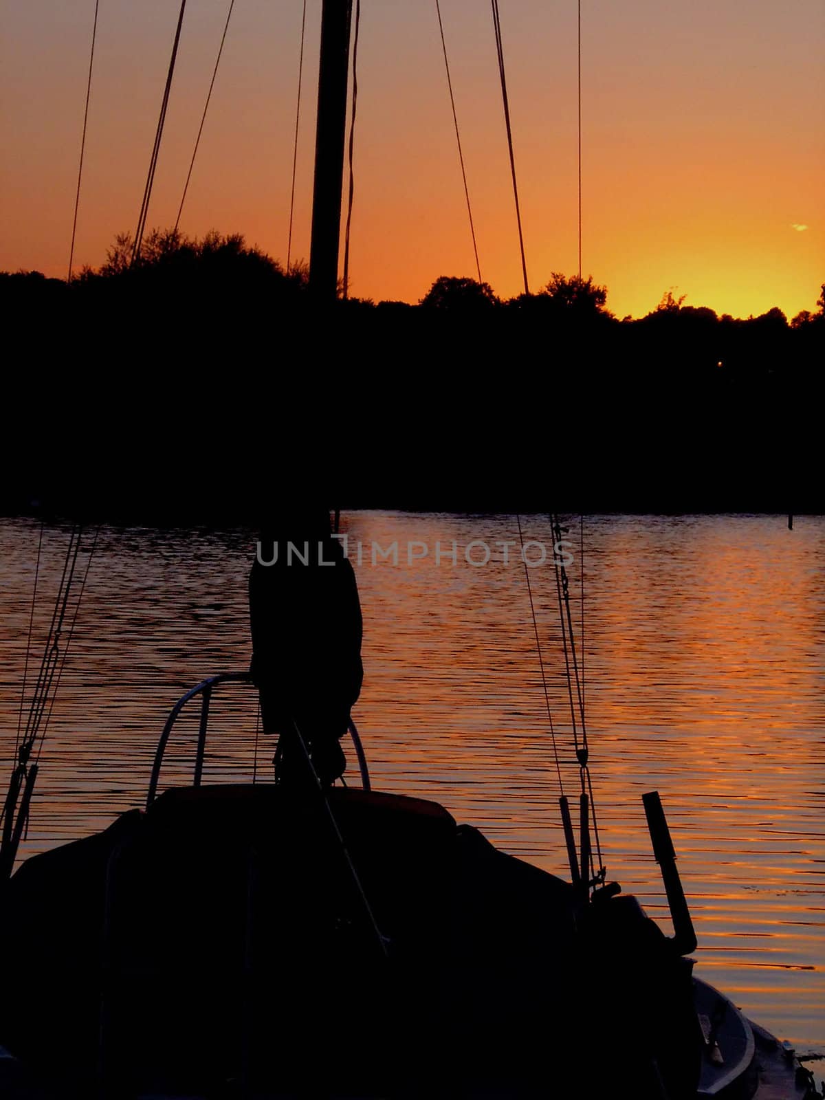 Early Fall sunset in marina. 