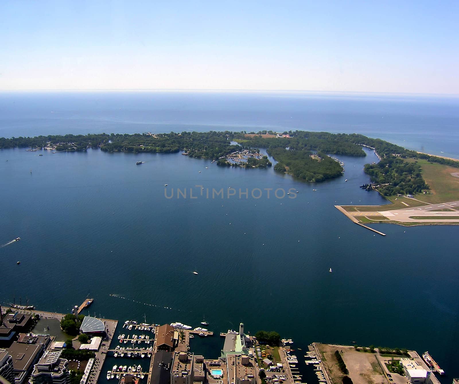 Toronto Island aerial view from over 300 m.  