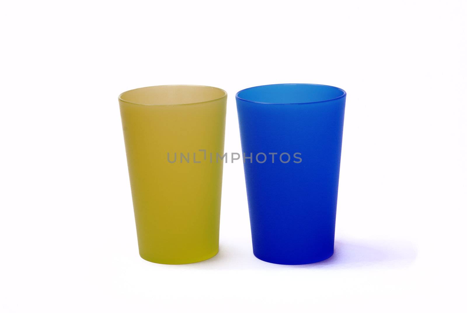 Color toothbrush holders on the white background