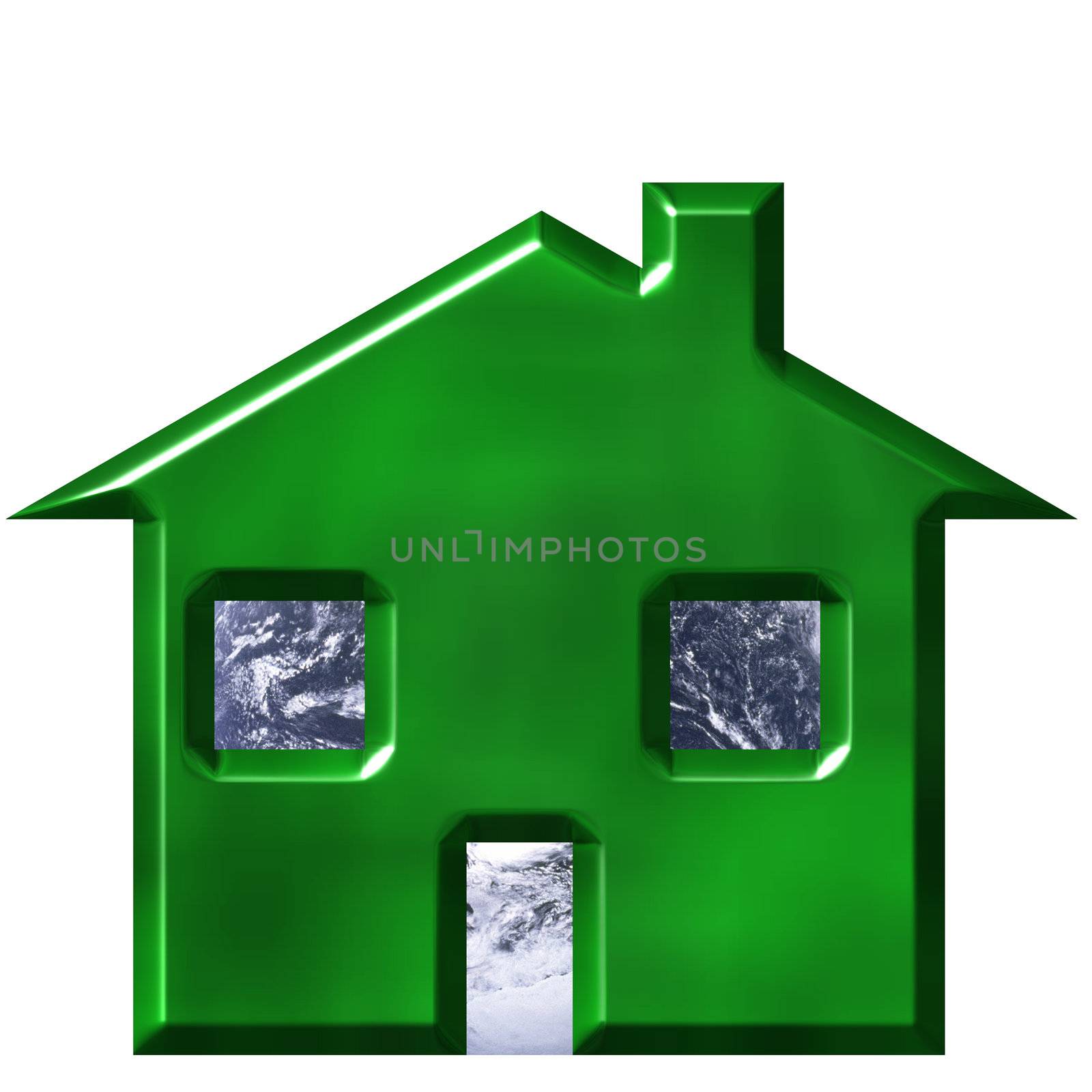 Environmentally friendly house isolated in white