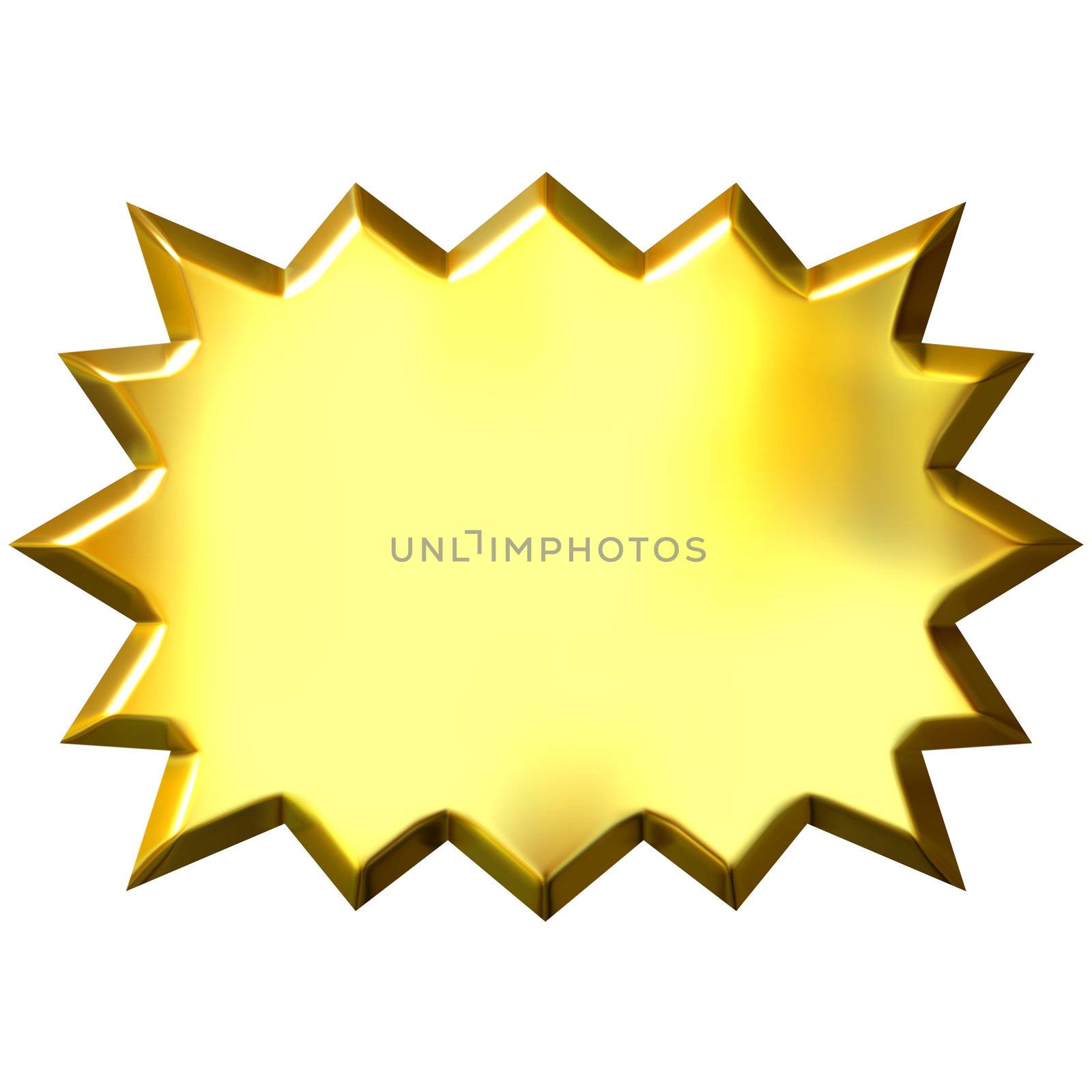 3d golden burst isolated in white