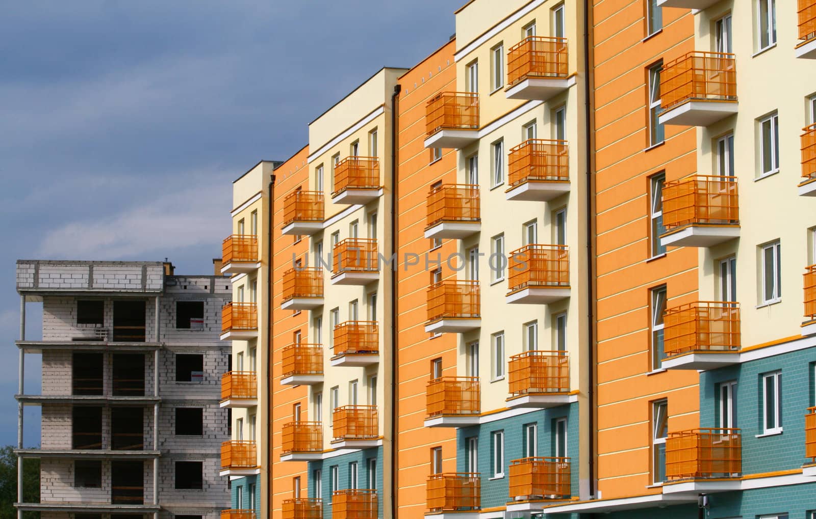 Side view of the new modern apartments